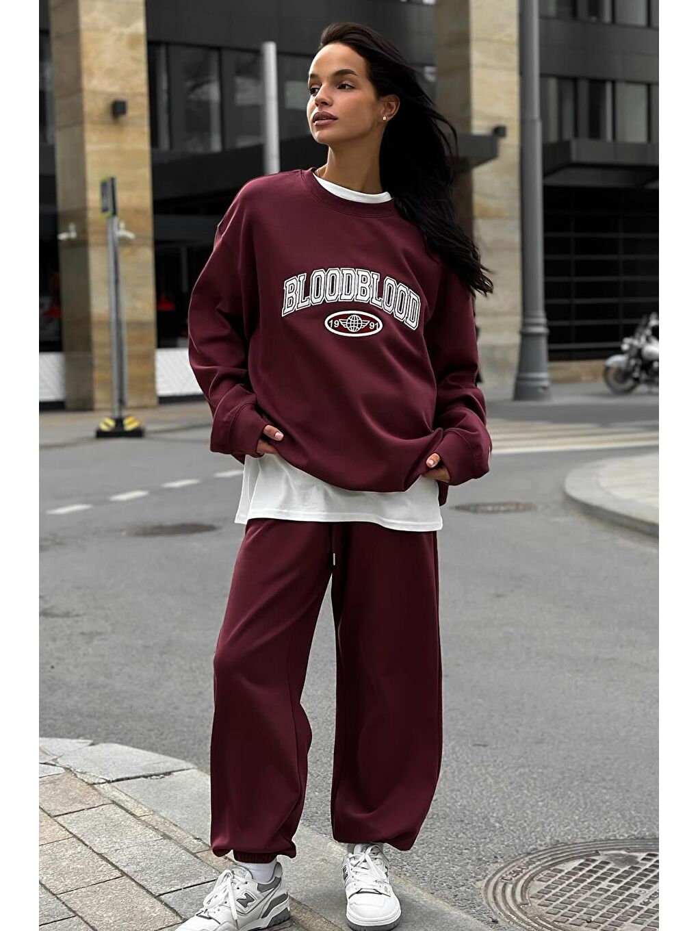 Bordo Bisiklet Yaka Alt Üst Eşofman Takım Mg2213-1