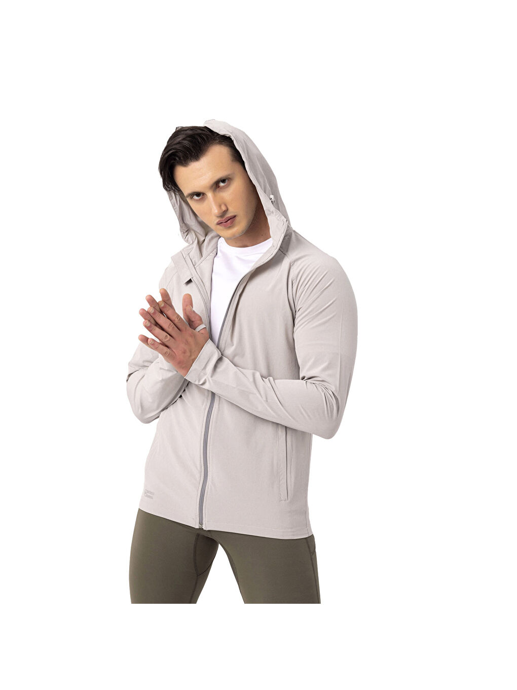 Just Erkek Beyaz Koşu Fermuarlı Sweatshirt-8