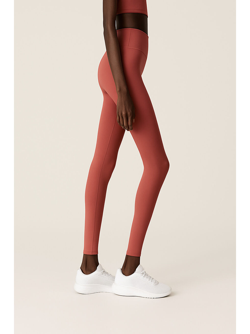 Kahverengi Kadın Yüksek Bel Toparlayıcı Tam Boy Spor Tayt-1