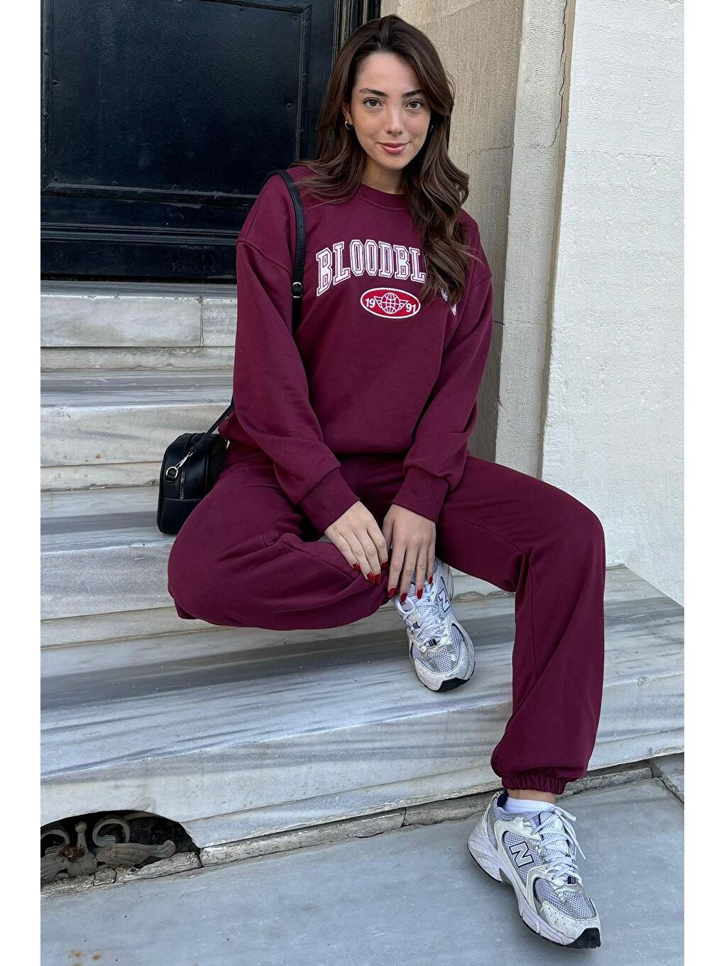 Bordo Bisiklet Yaka Alt Üst Eşofman Takım Mg2213-3