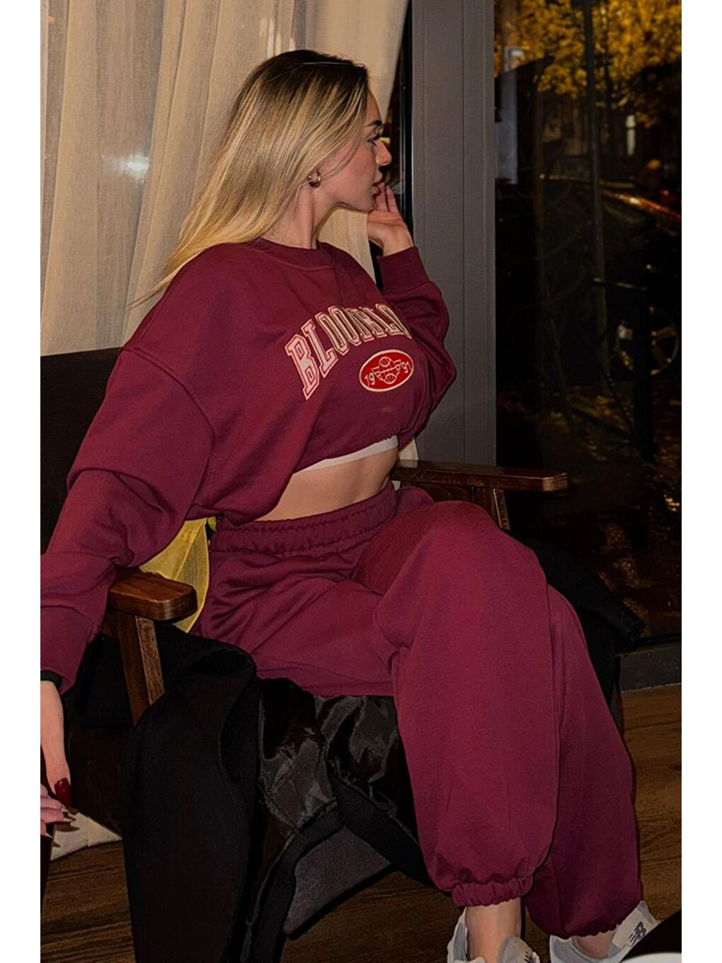 Bordo Bisiklet Yaka Alt Üst Eşofman Takım Mg2213-4