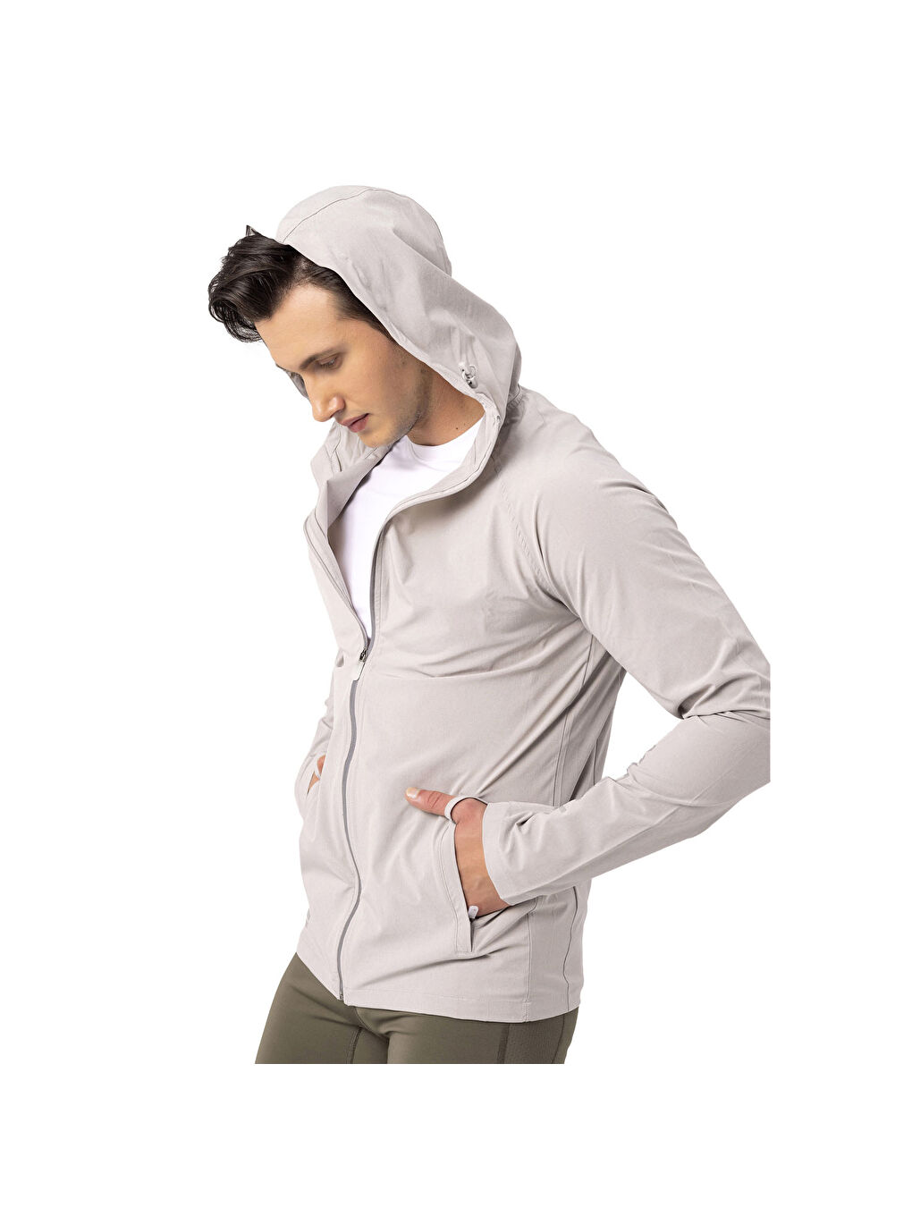 Just Erkek Beyaz Koşu Fermuarlı Sweatshirt-10