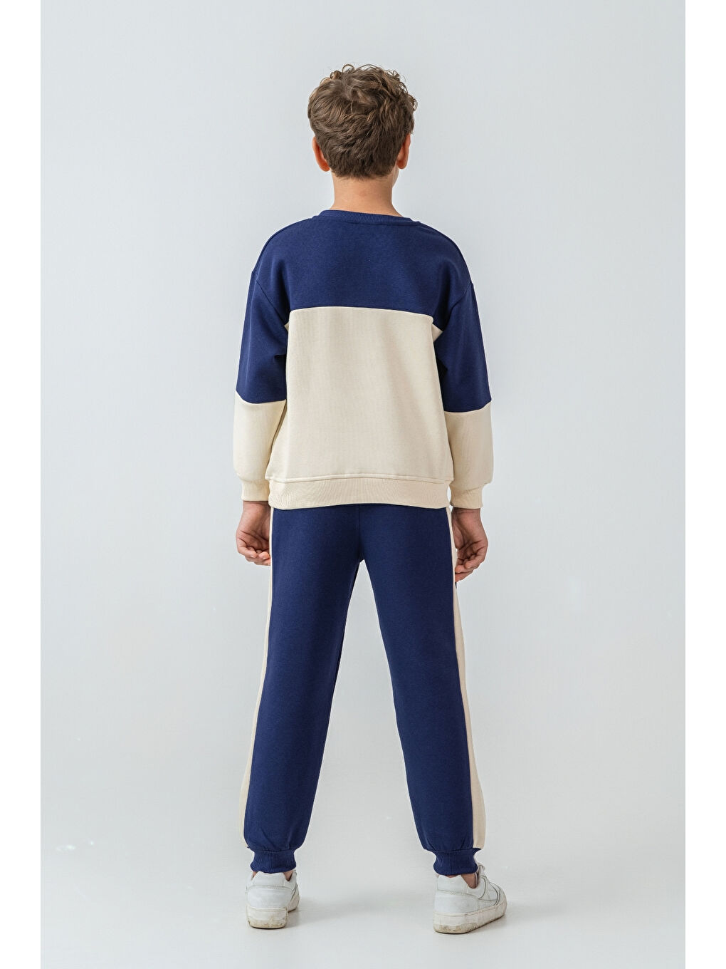 Lacivert Erkek Çocuk Brooklyn Skat Clup Baskılı 3 İplik Kalın Kışlık Eşofman Takımı Ak4228-3