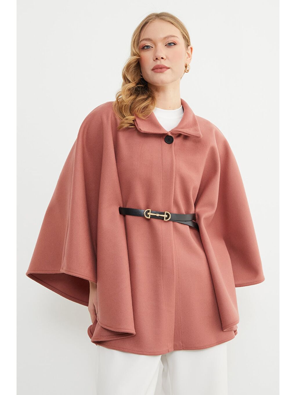 Pembe Kemerli Polo Yaka Kaşe Panço-1