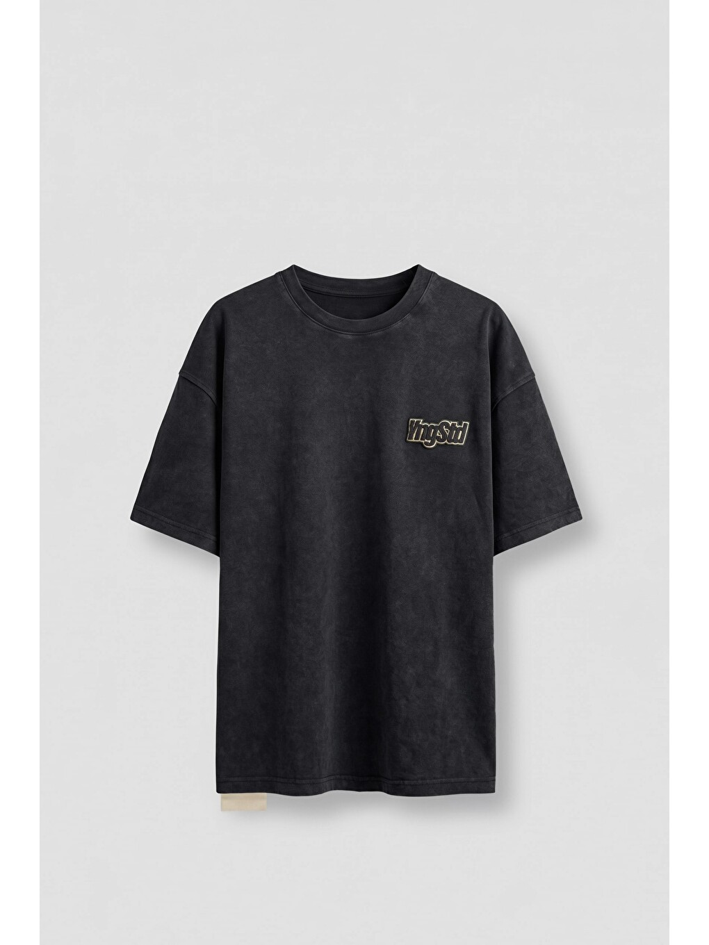 Erkek Boxy Fit Kabartma Nakışlı T-Shirt Siyah