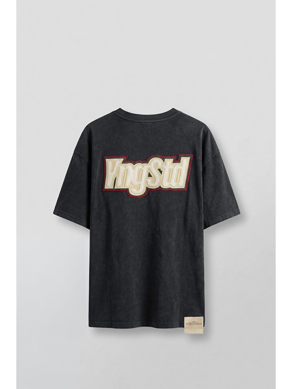 Erkek Boxy Fit Kabartma Nakışlı T-Shirt Siyah-1