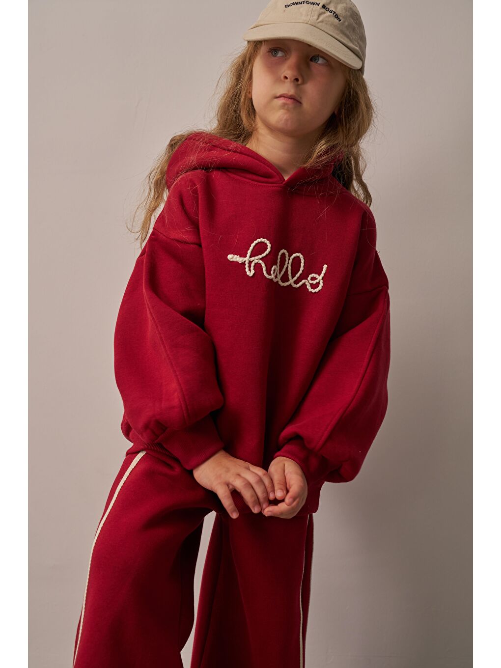 Bordo Hello Nakışlı Alt Üst Takım