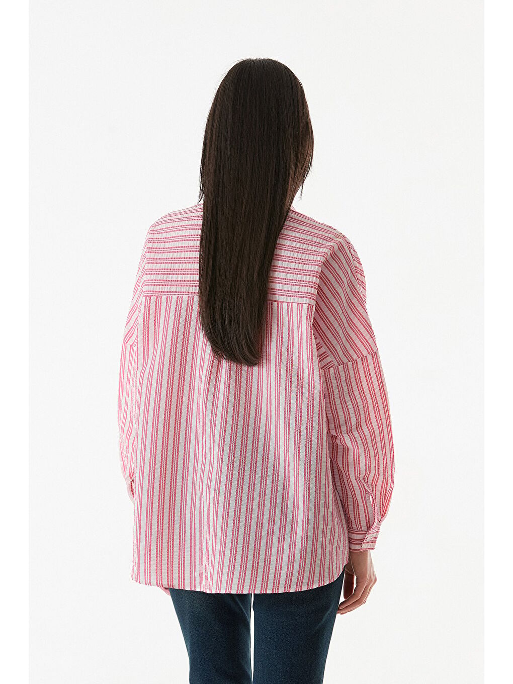 Kırmızı Çizgili Düğmeli Gömlek-4