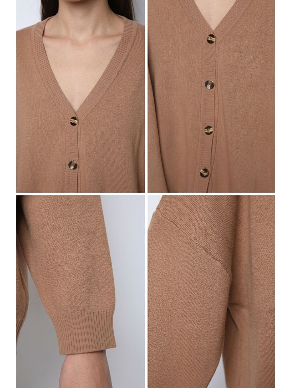 Ekru Kadın Triko Hırka Pantolon İkili Takım-4