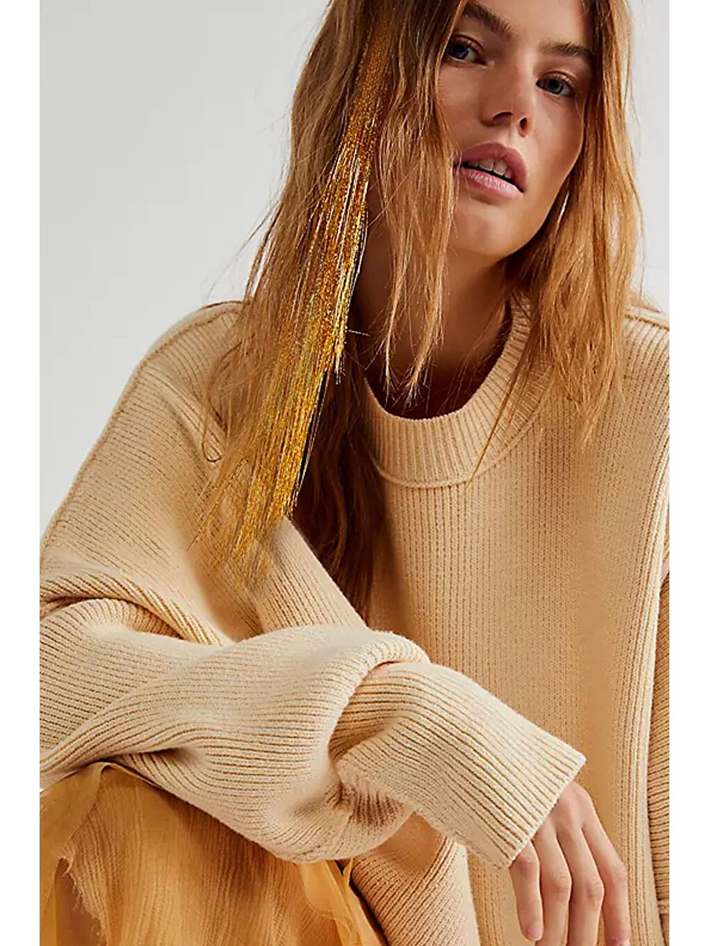 Sarı Çıtçıtlı Saç Simi Hair Tinsel Postiş