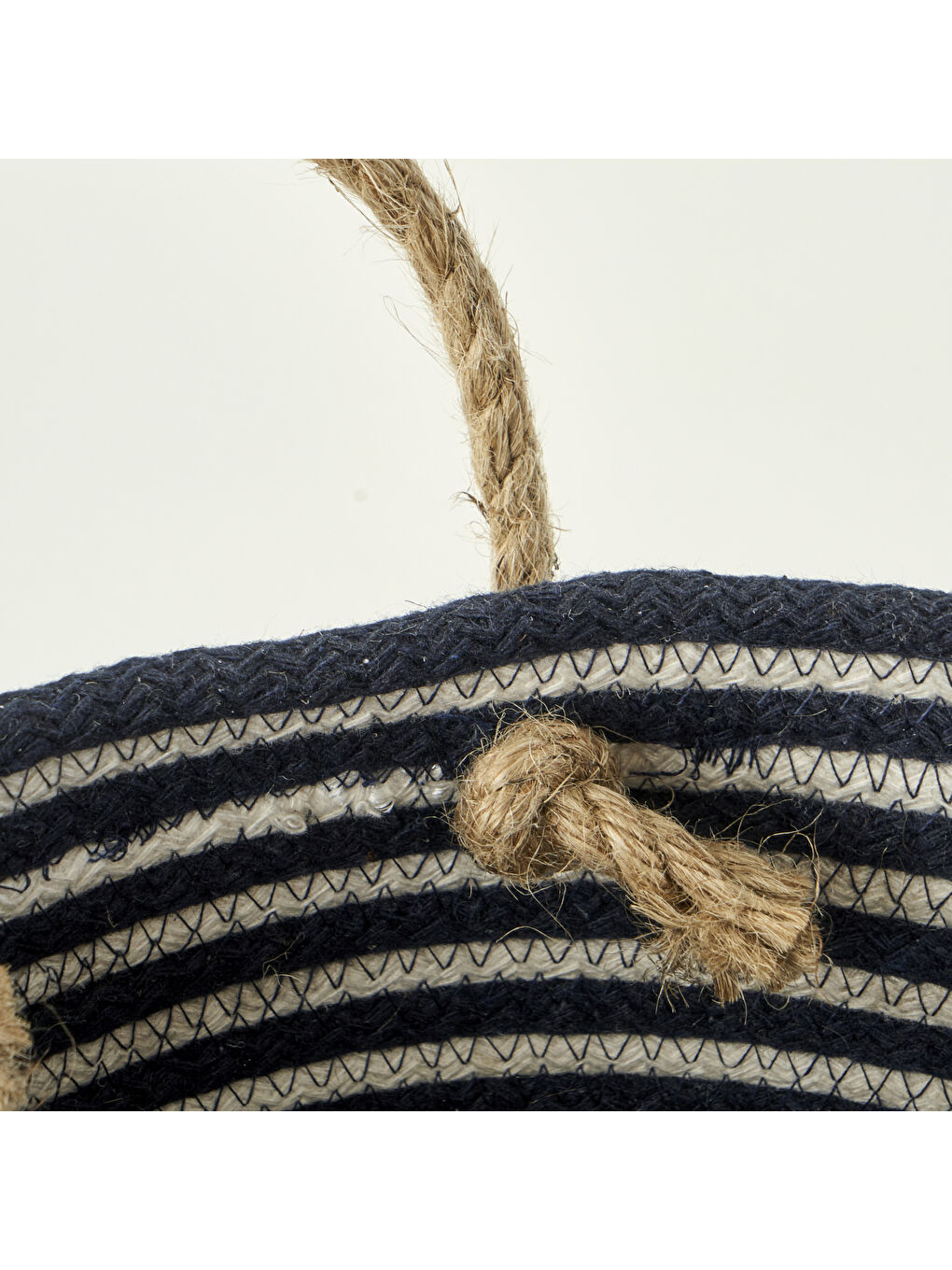 %100 Pamuk Valesa Hasır Kulplu Sepet Lacivert (21x21x11 cm)-2