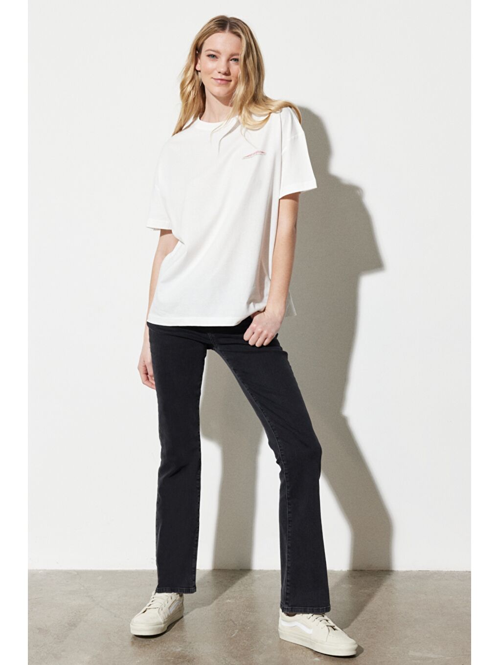 Siyah Bootcut Fit Normal Bel Bol Paça Esnek Jean Jean Pantolon-1