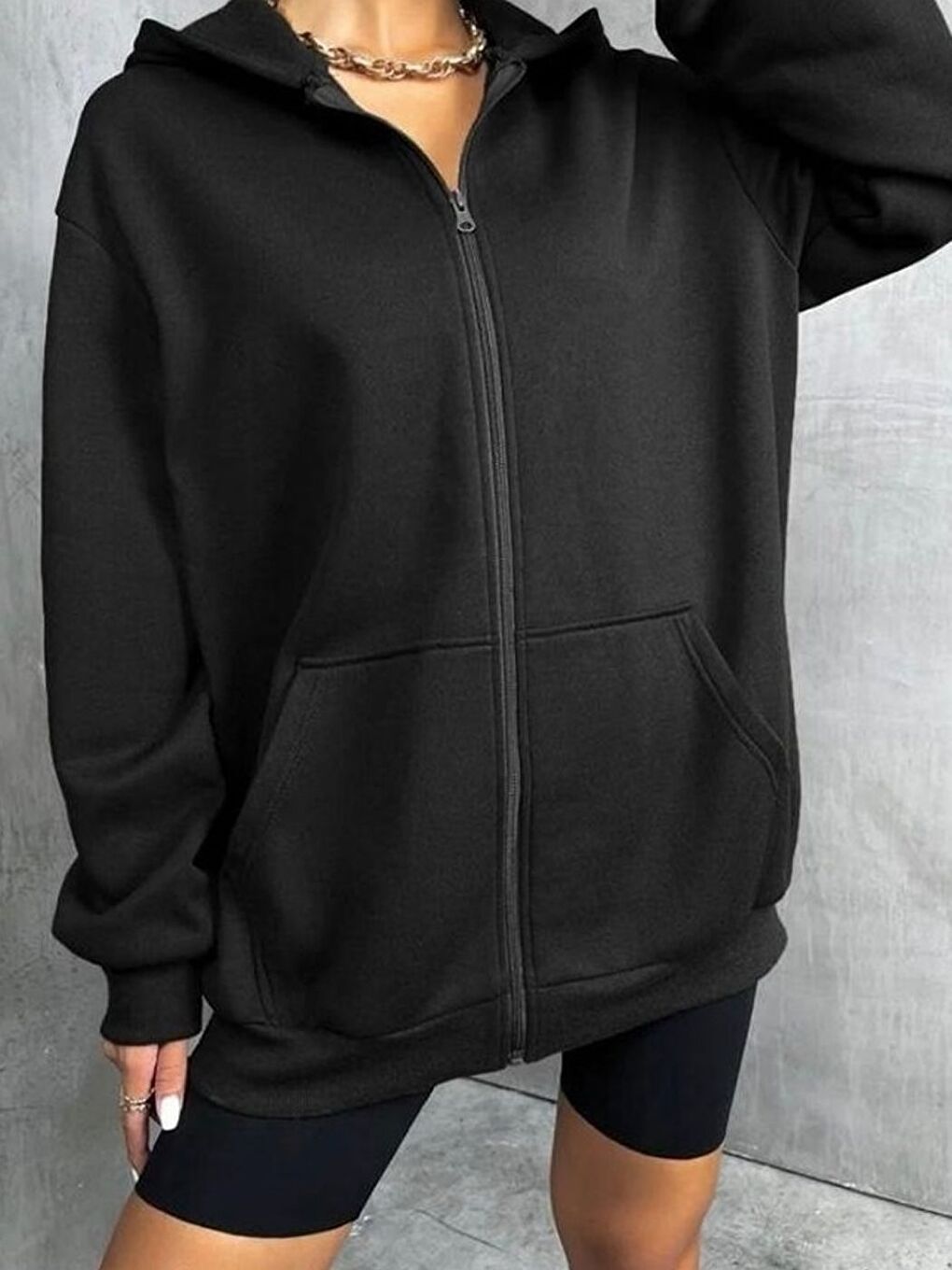 Kadın Siyah Bol Kalıp Rahat Hırka-1