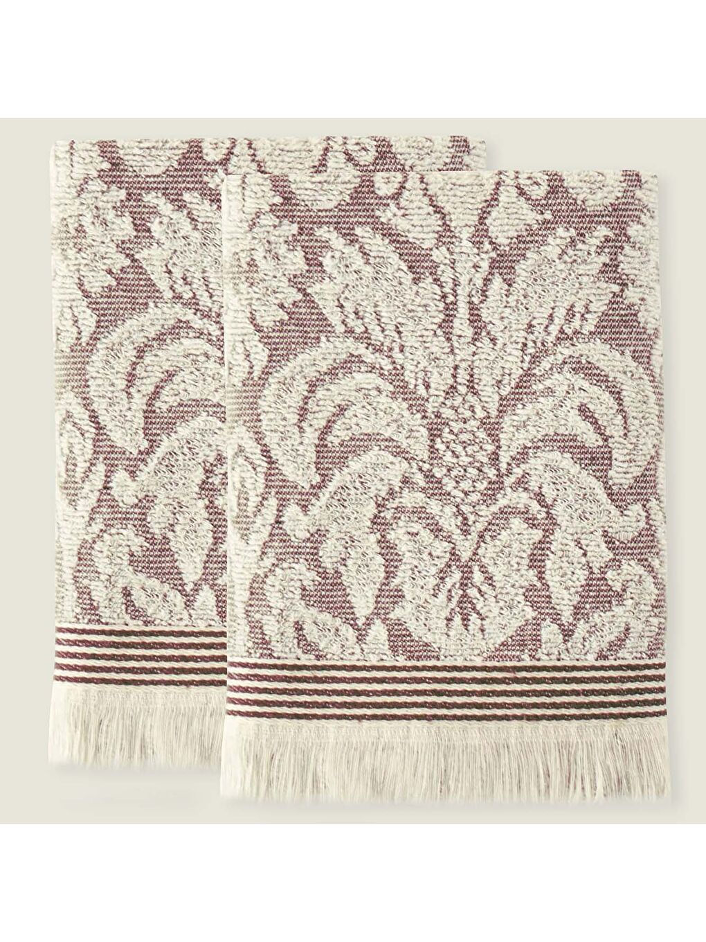 %100 Pamuk Colin Yüz Havlusu 2'li Mürdüm (50x90 cm)