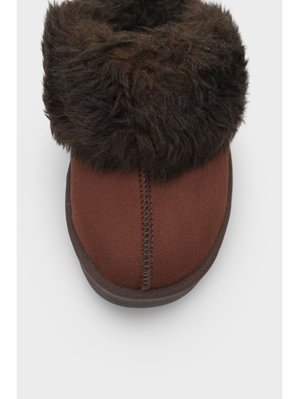 Kahverengi Florri Tüylü Burnu Kapalı Kadın Terlik-3