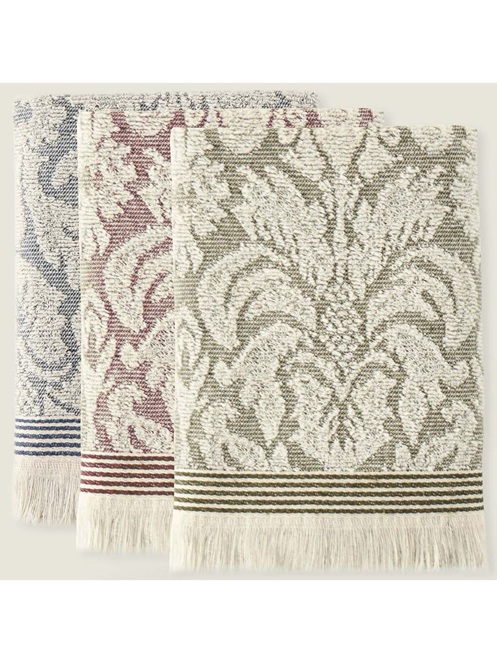 Karışık %100 Pamuk Colin Yüz Havlusu 3'lü (50x90 cm)