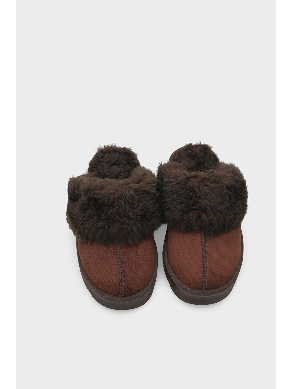 Kahverengi Florri Tüylü Burnu Kapalı Kadın Terlik-5