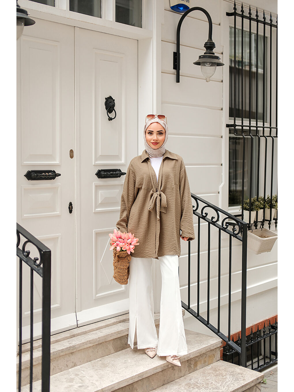 Kadın Önden Bağlamalı Ceket Haki Yeşil-2