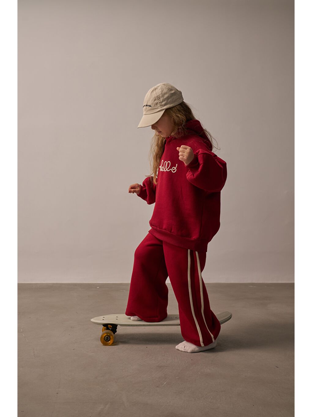 Bordo Hello Nakışlı Alt Üst Takım-3