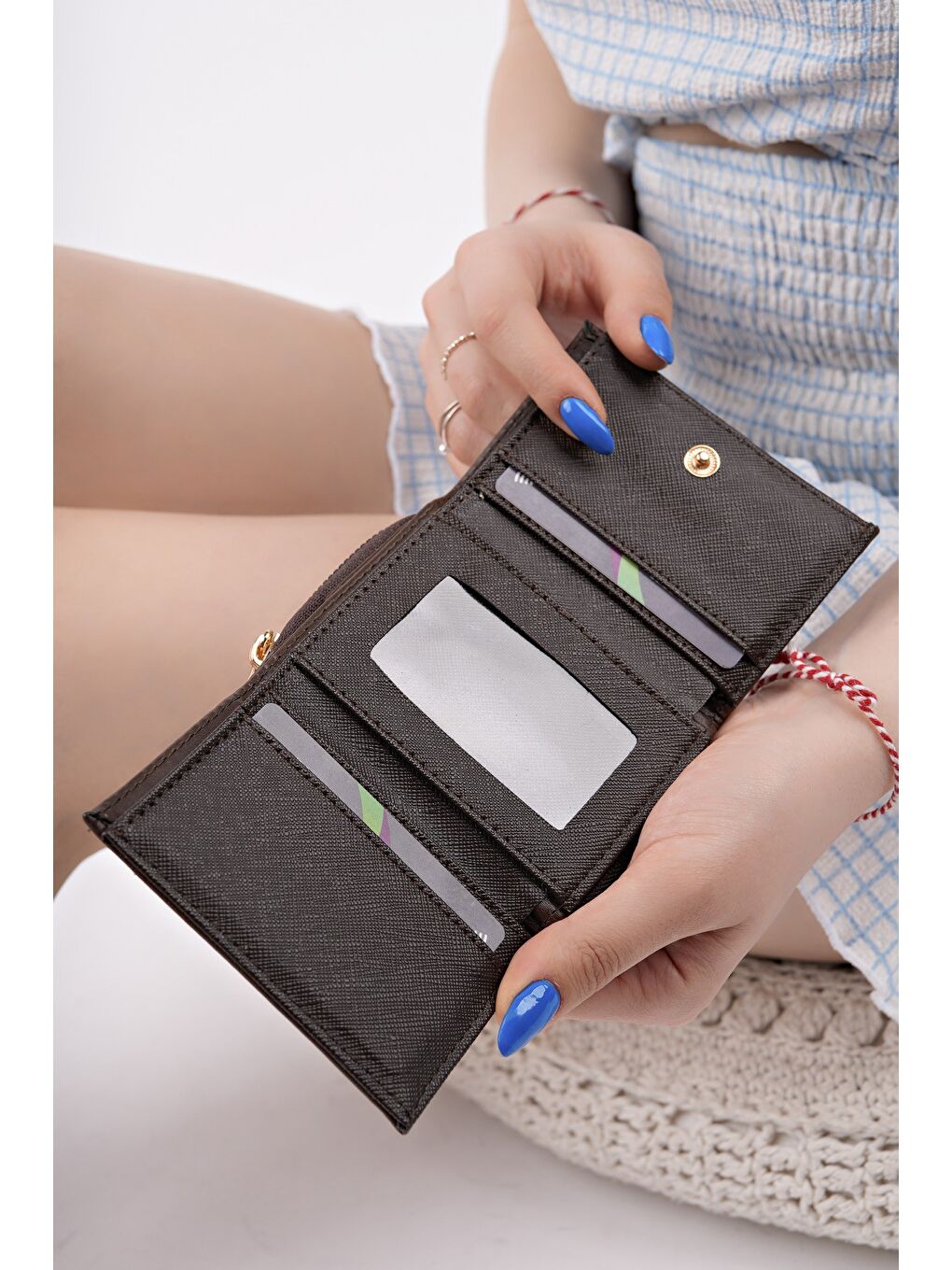 Kahverengi LİTTLE Bozuk & Kağıt Para Bölmeli Fermuarlı Kartlık Kadın Cüzdan-4