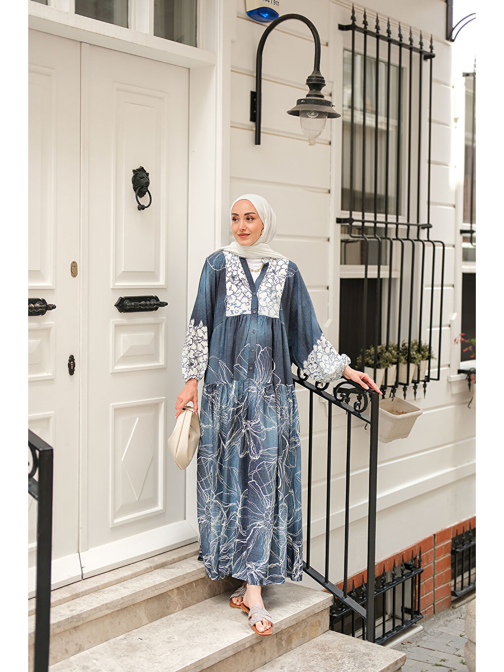 Kadın Yeliz Model Elbise Mavi-4