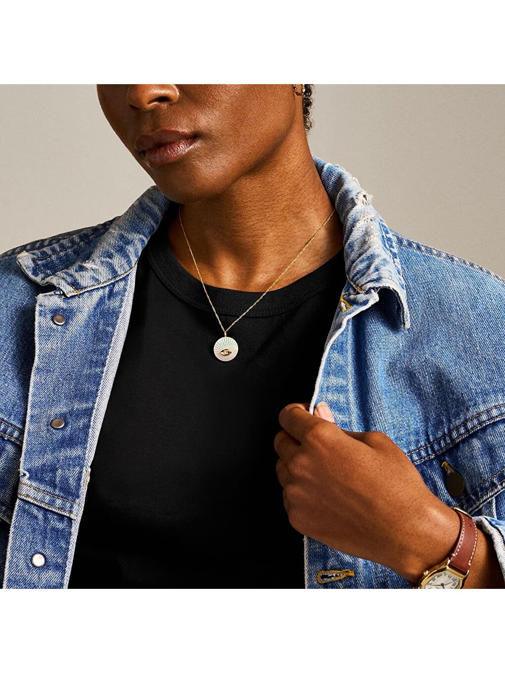 Sarı JF04793-710 Kadın Kolye-4