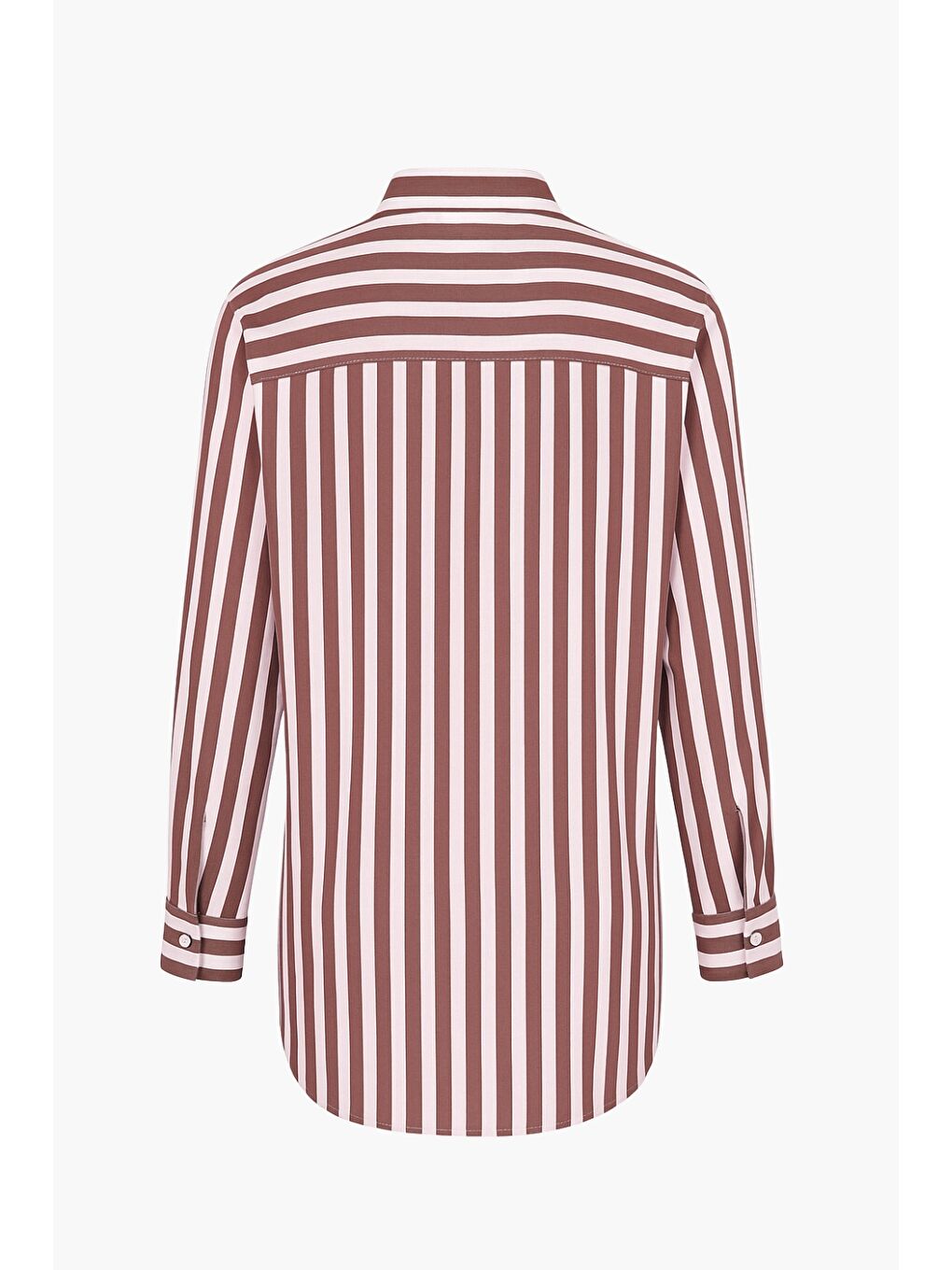 Modal Dokulu Bordo Çizgili Cepli Gömlek-3