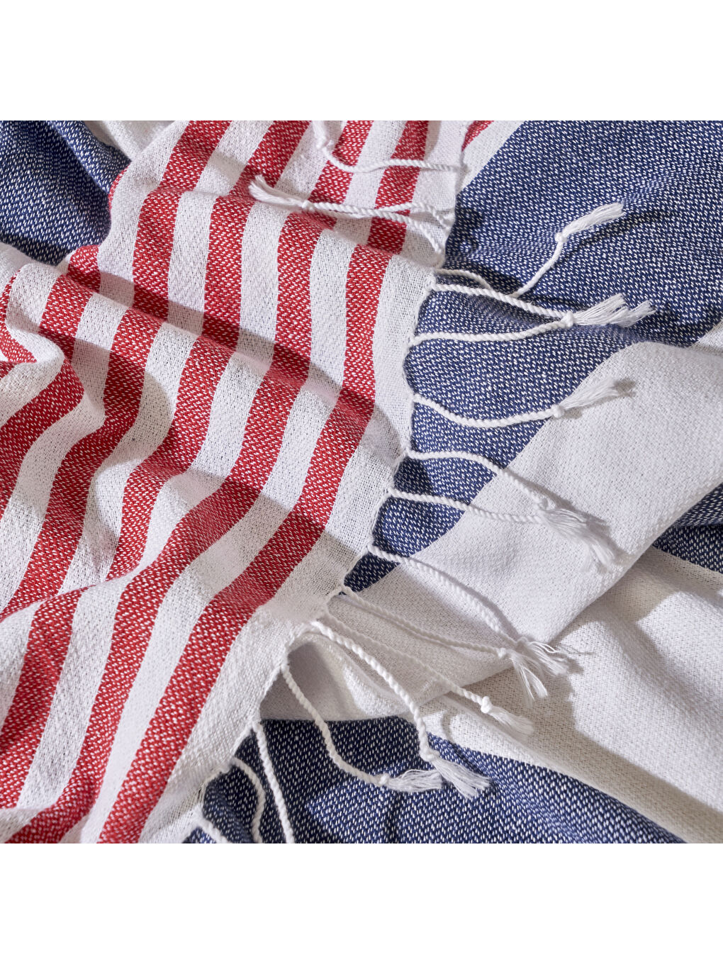 %100 Pamuk Marine Peştamal Kırmızı-Lacivert (95x180 cm)-1