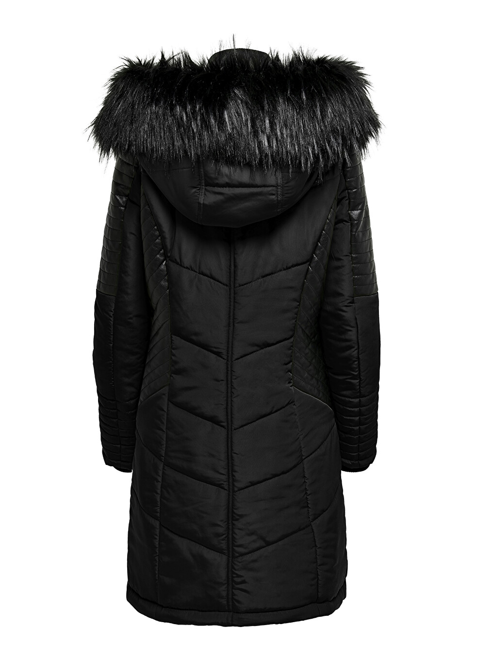 Siyah Onlnewlinette Slim Fit Kapüşonlu Kadın Mont 15295396-3