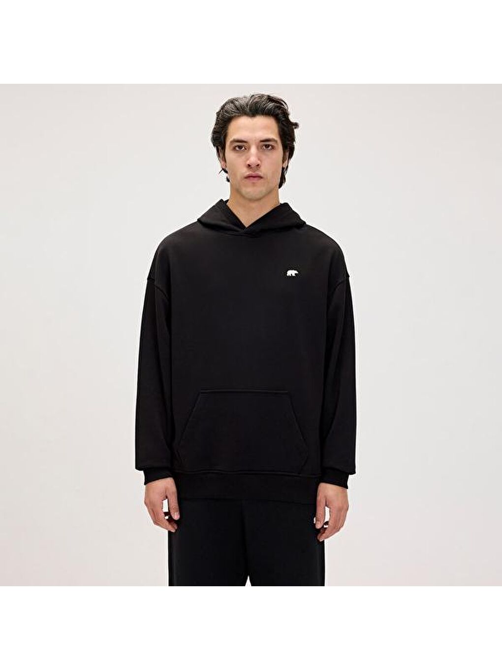 Drake Oversize Erkek Siyah Kapüşonlu Hoodie