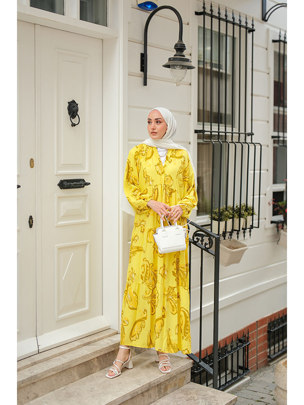 Kadın Katleya Model Elbise Sarı-1