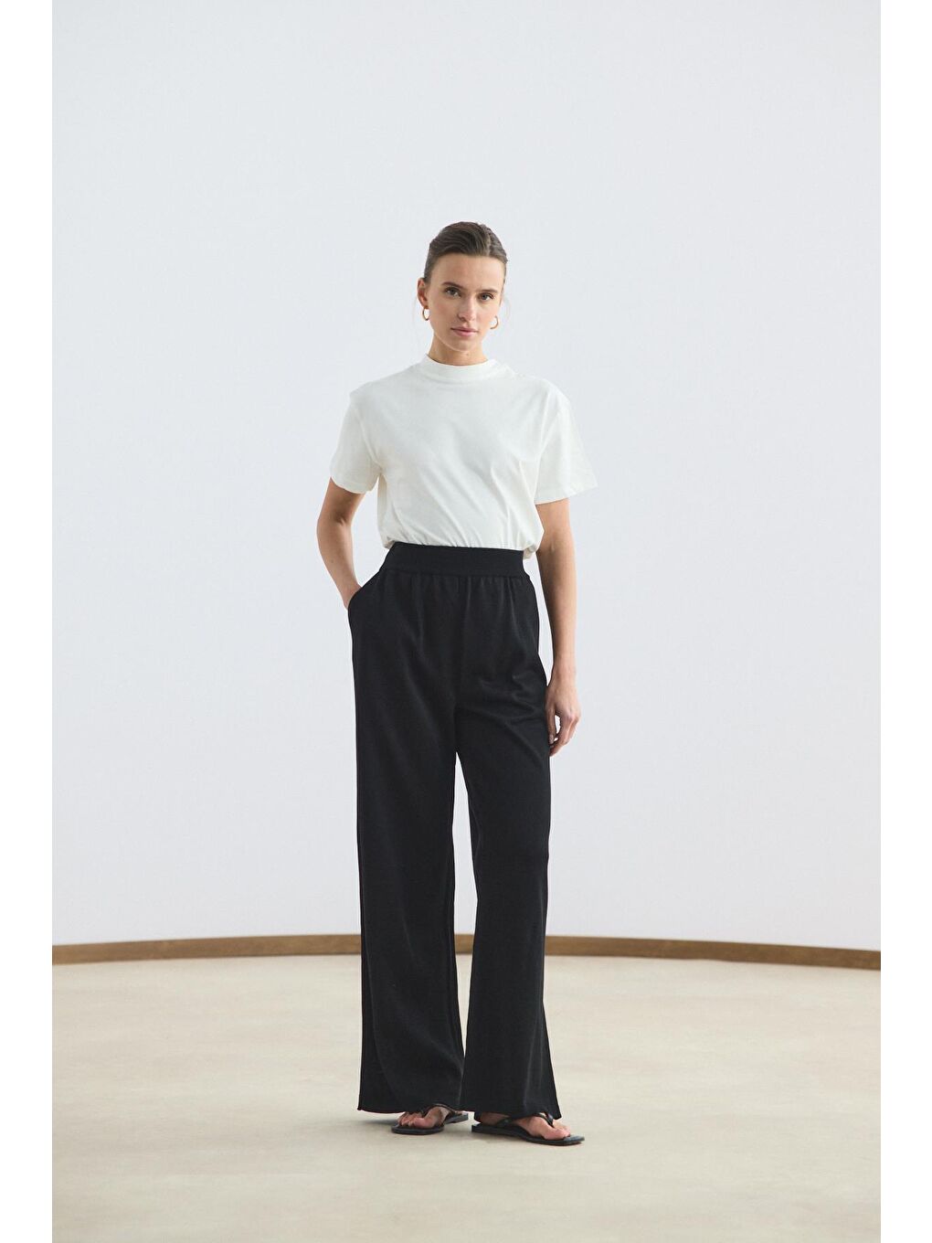 İnce Triko Pantolon Siyah