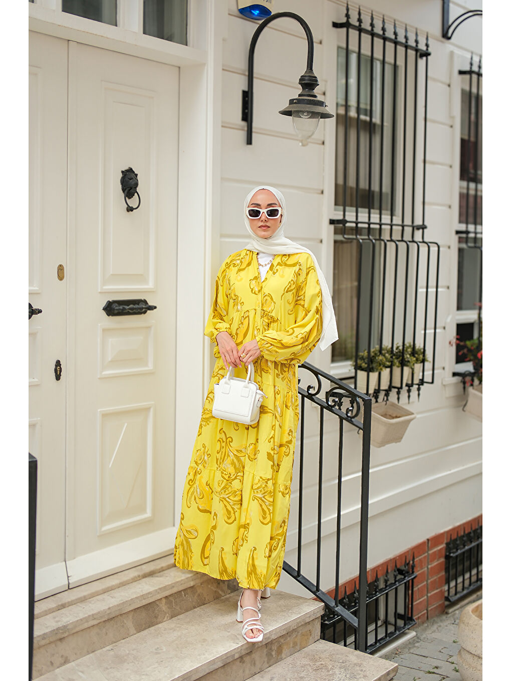 Kadın Katleya Model Elbise Sarı-2