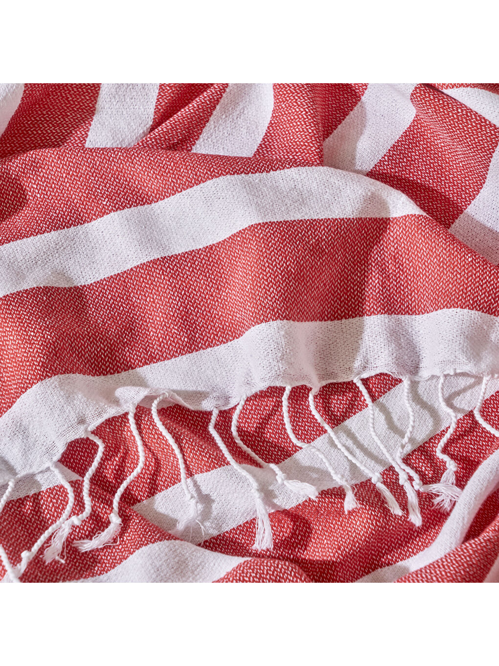 %100 Pamuk Lua Çizgili Peştamal Kırmızı (95x180 cm)-1