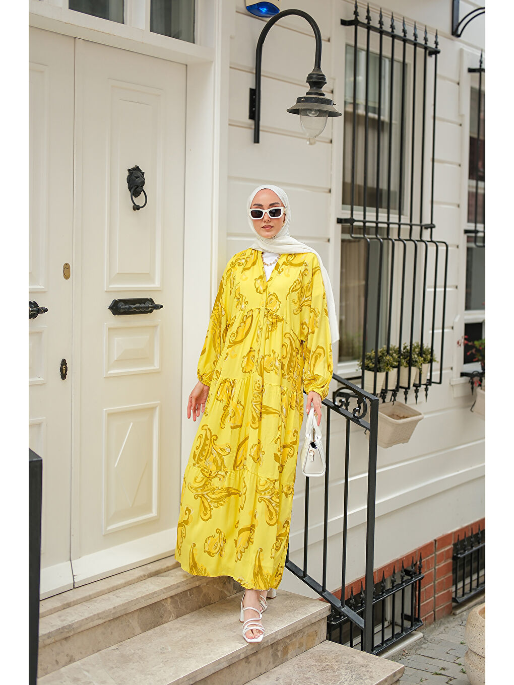 Kadın Katleya Model Elbise Sarı-3