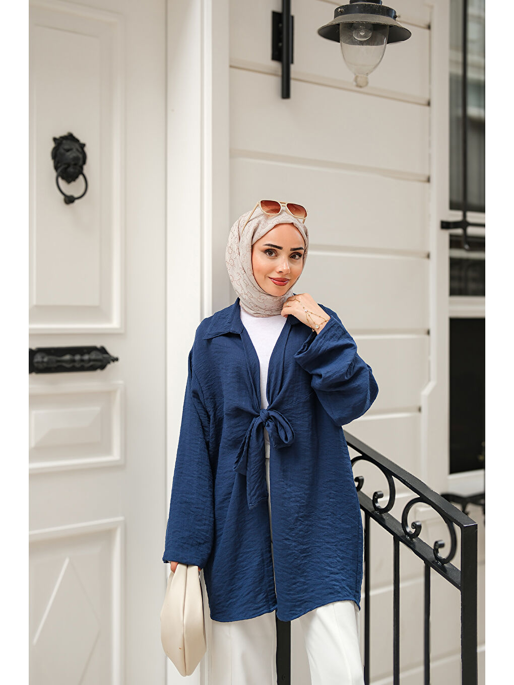 Kadın Önden Bağlamalı Ceket Lacivert