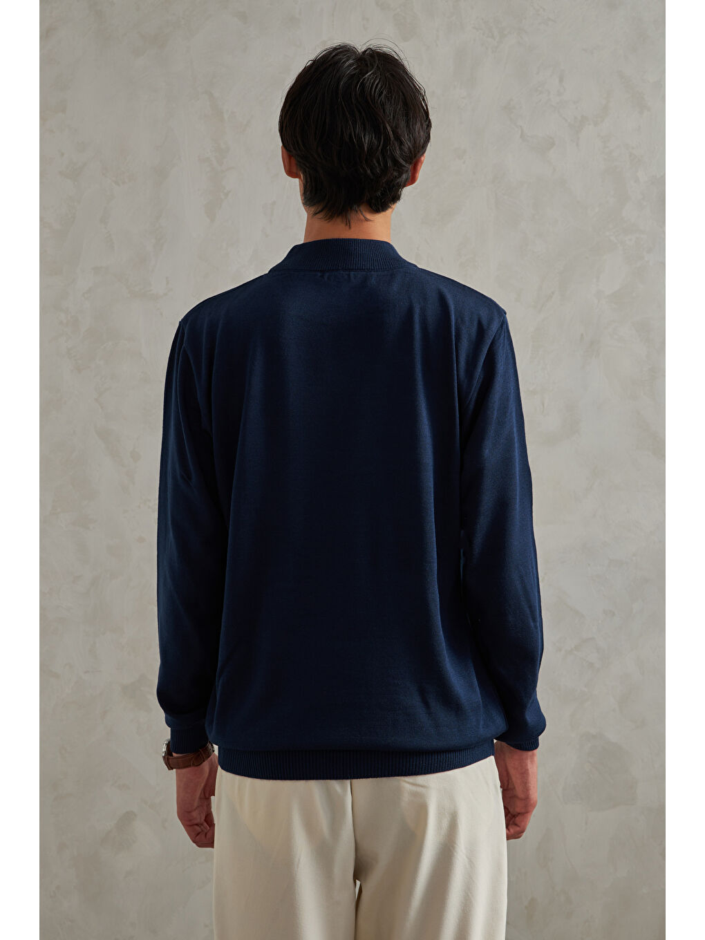 Lacivert Erkek Yarım Balıkçı Oversize Basıc Triko Kazak-6