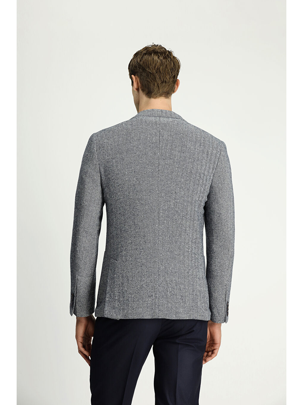 Lacivert 7 Drop Super Slim Fit Eksra Dar Kesim Desenli Spor Ceket-4