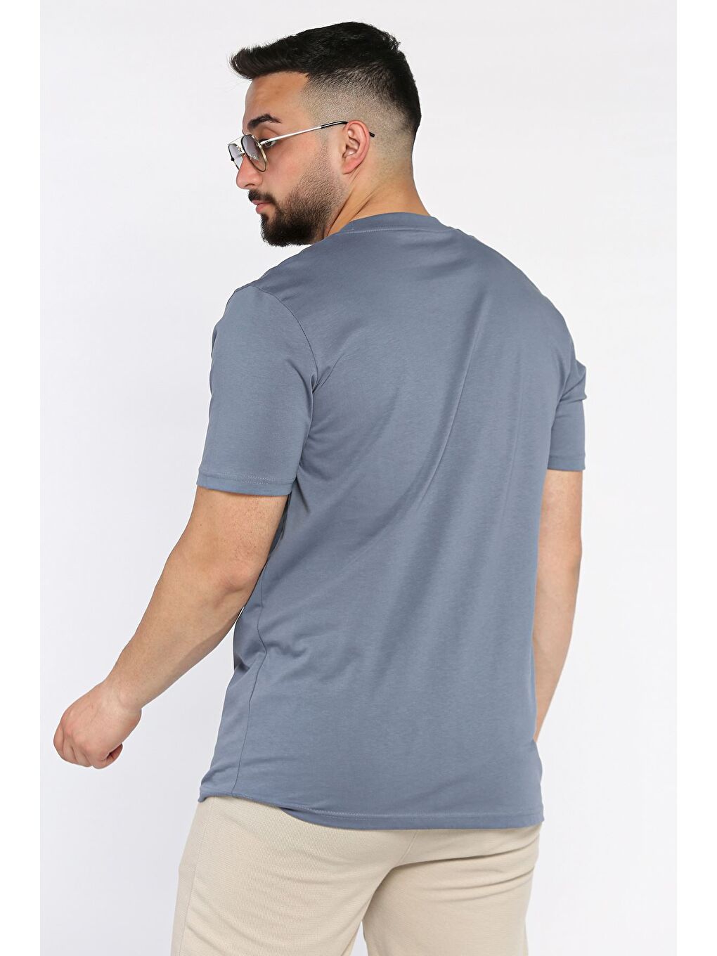 İndigo Erkek Bisiklet Yaka Tişört-2