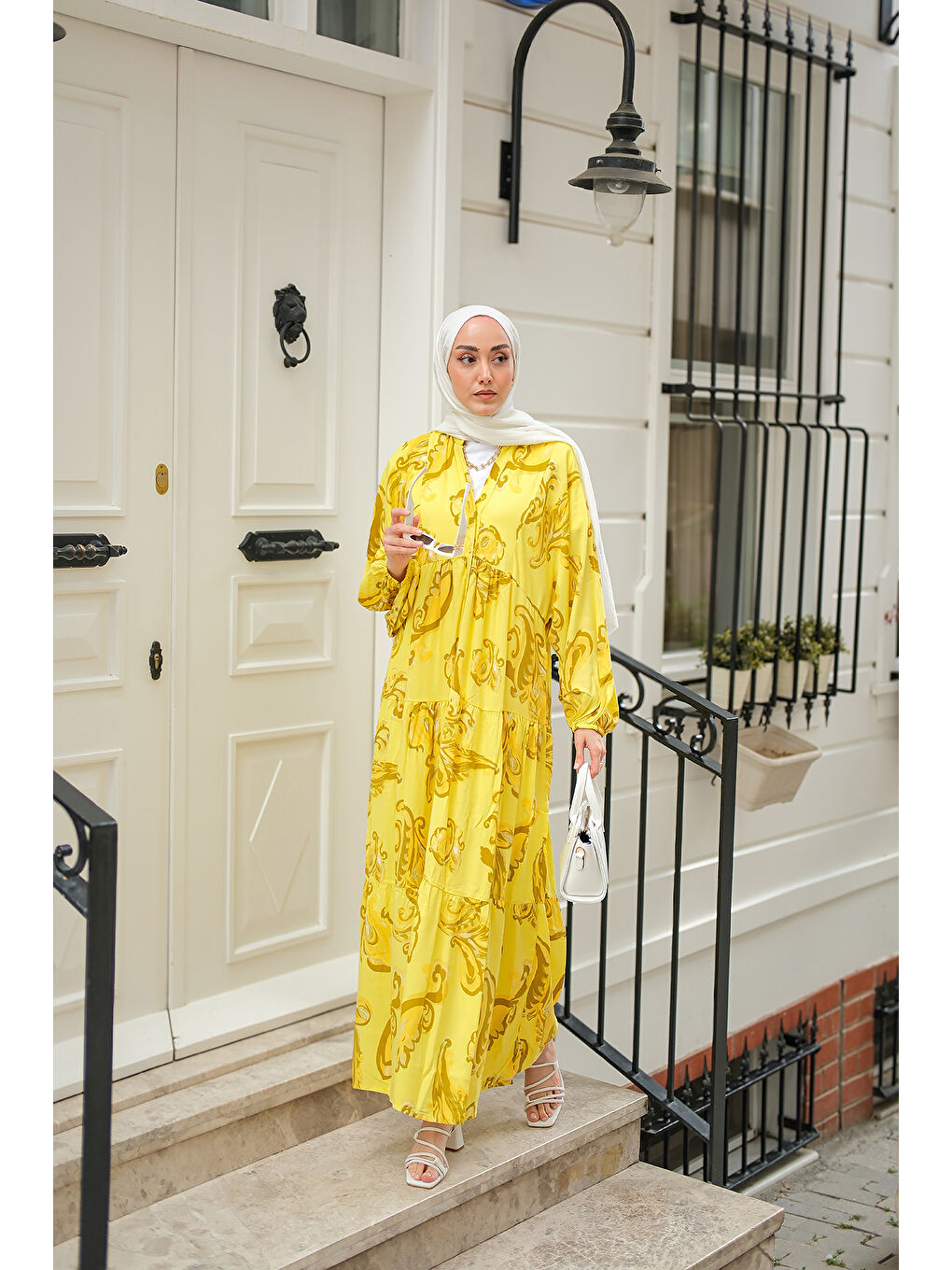 Kadın Katleya Model Elbise Sarı-4