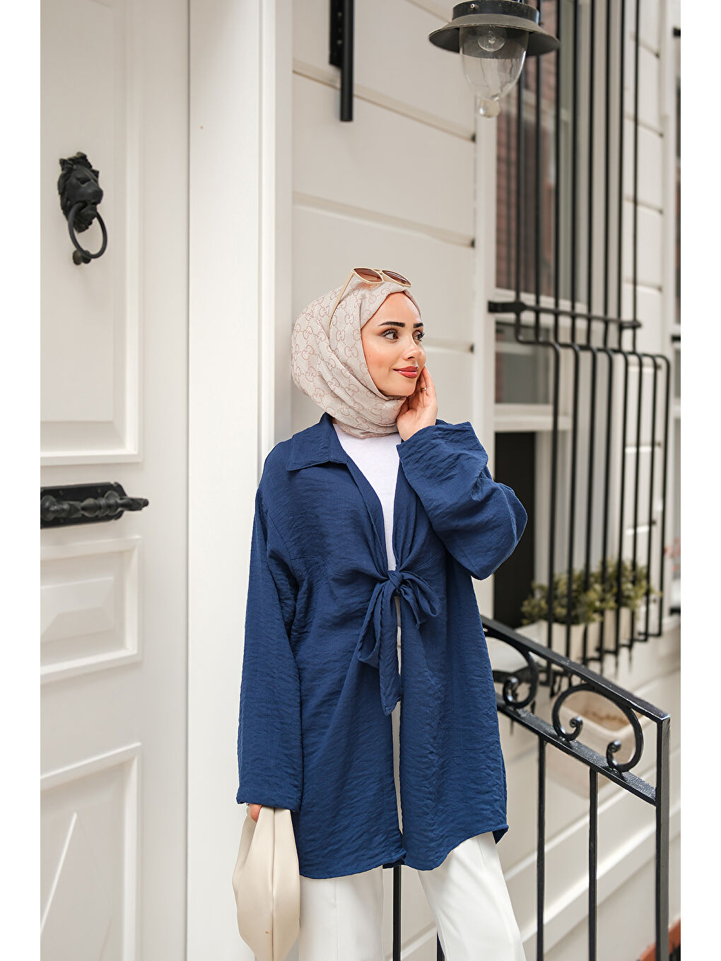 Kadın Önden Bağlamalı Ceket Lacivert-1