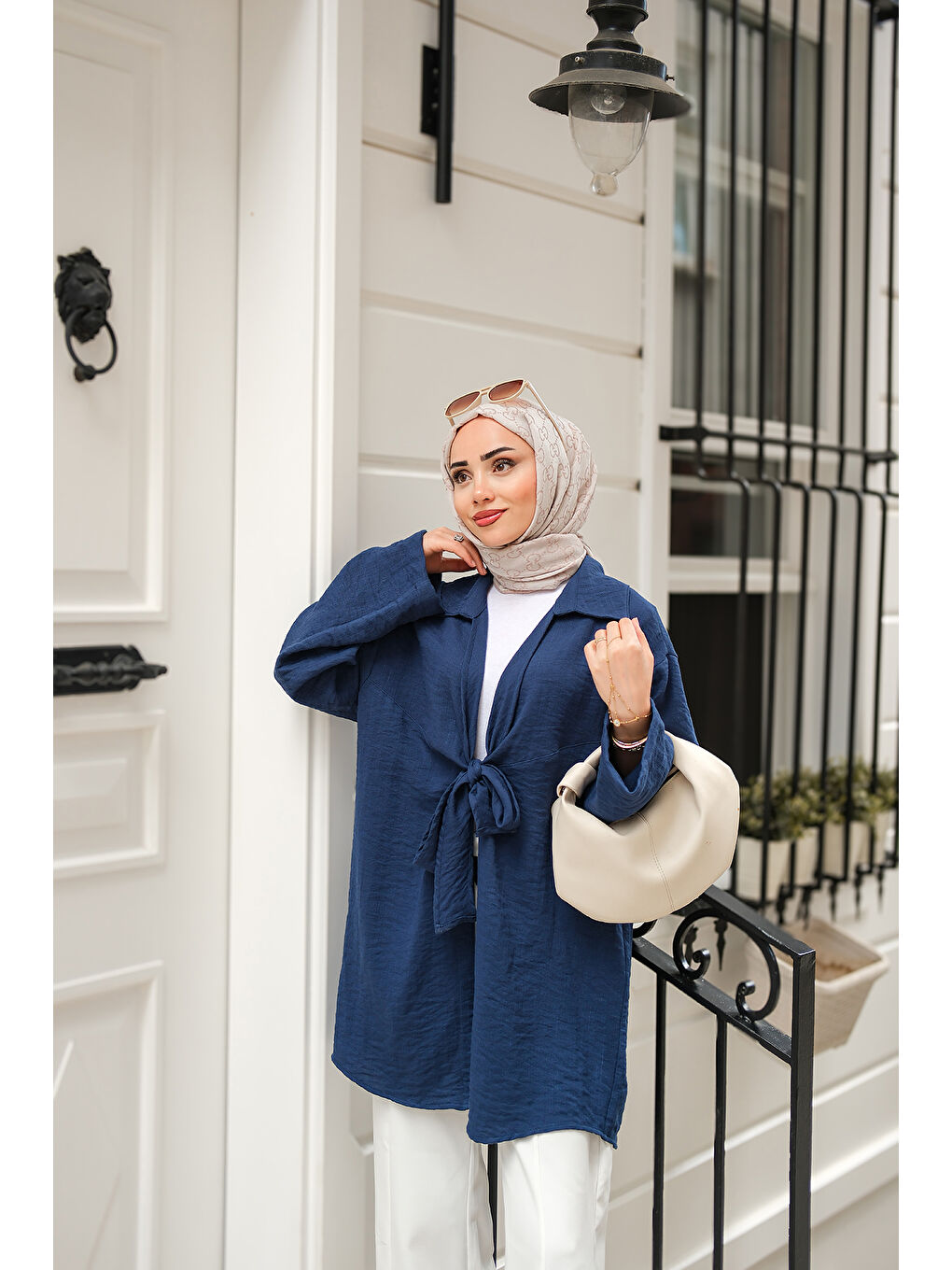 Kadın Önden Bağlamalı Ceket Lacivert-2