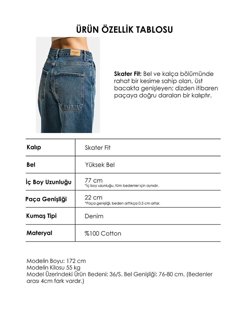 Mavi Kadın Jean Rengi 2s6-8 Skater Fit Bol Kesim %100 Pamuk Denim Jean-4