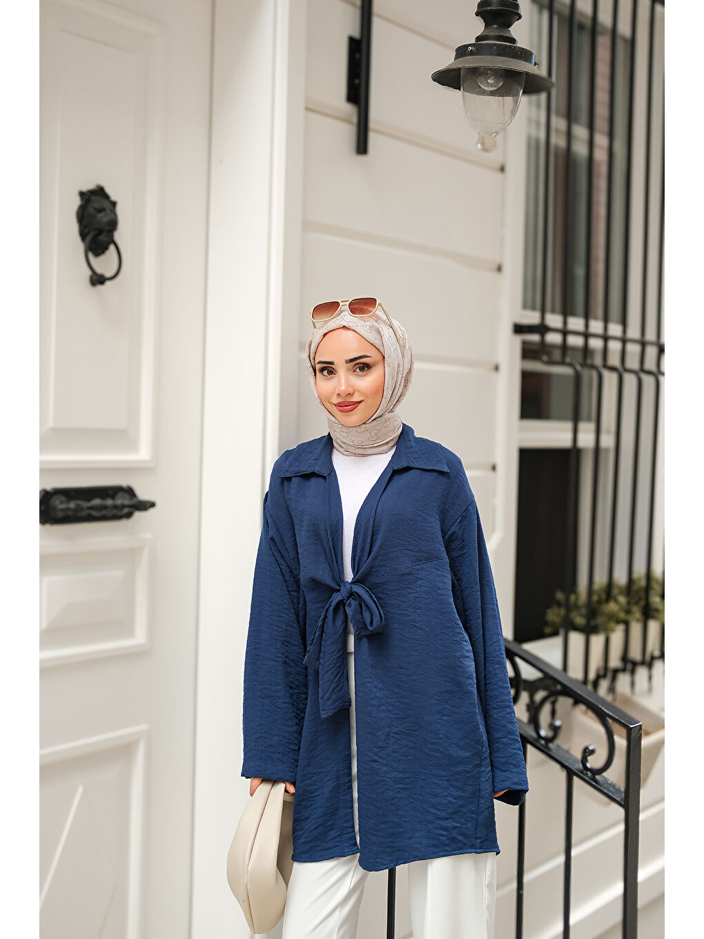 Kadın Önden Bağlamalı Ceket Lacivert-3