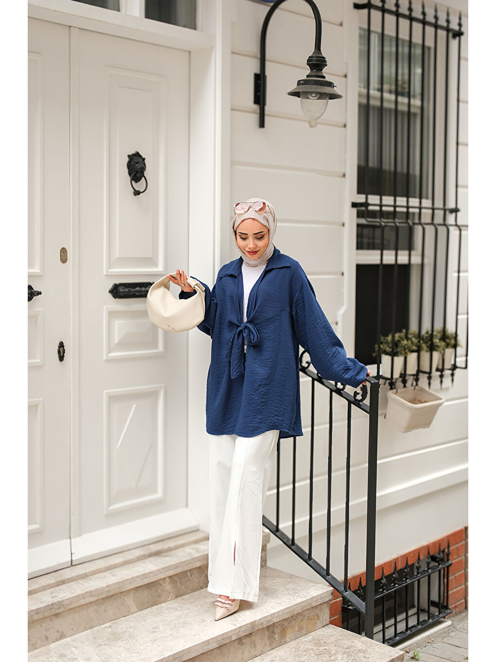 Kadın Önden Bağlamalı Ceket Lacivert-4