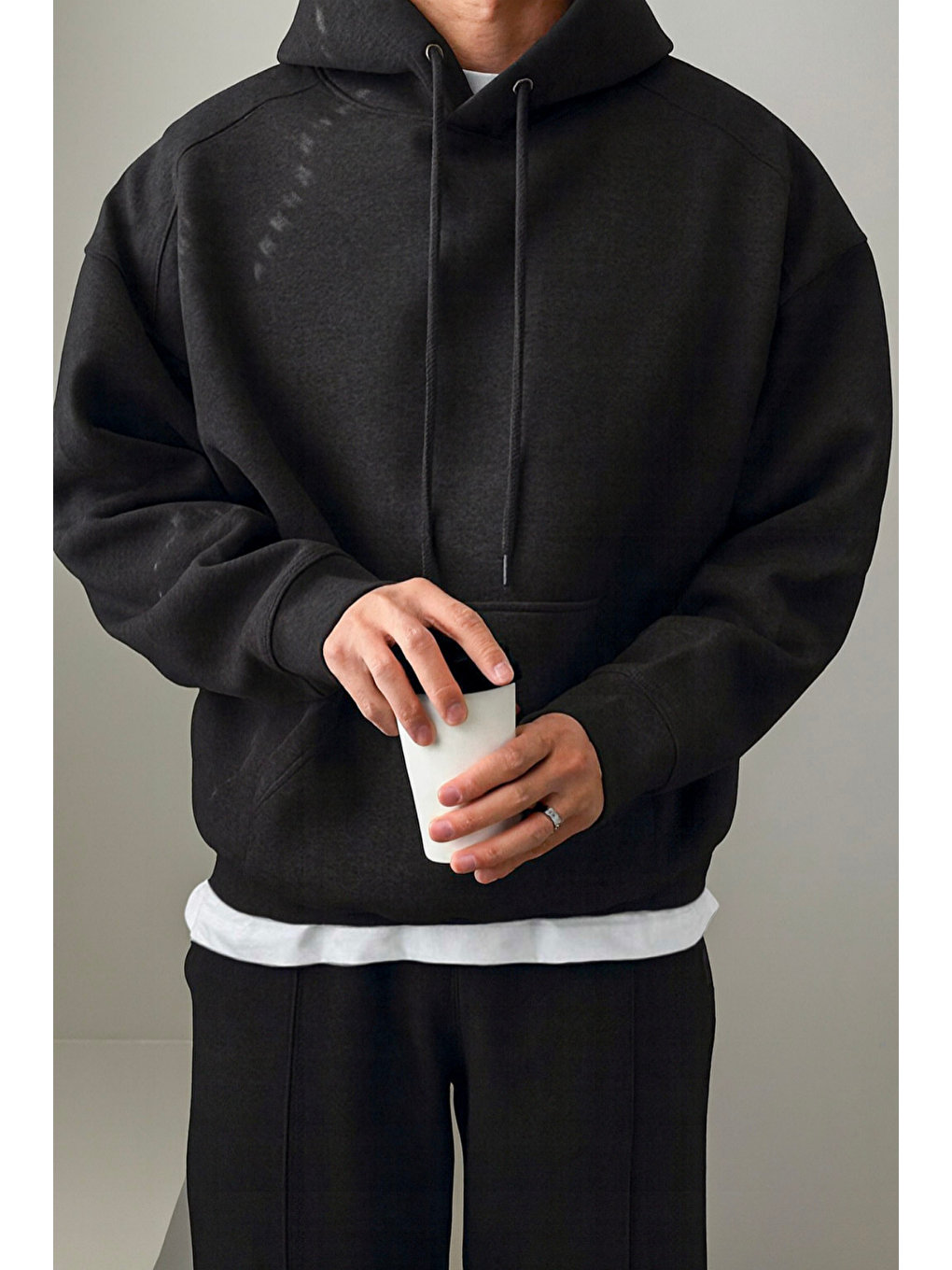 Siyah Erkek Eşofman Takımı Şardonlu 3 İplik İçi Polarlı Günlük Eşofman Takımı 3İPLİK-TAKIM-1