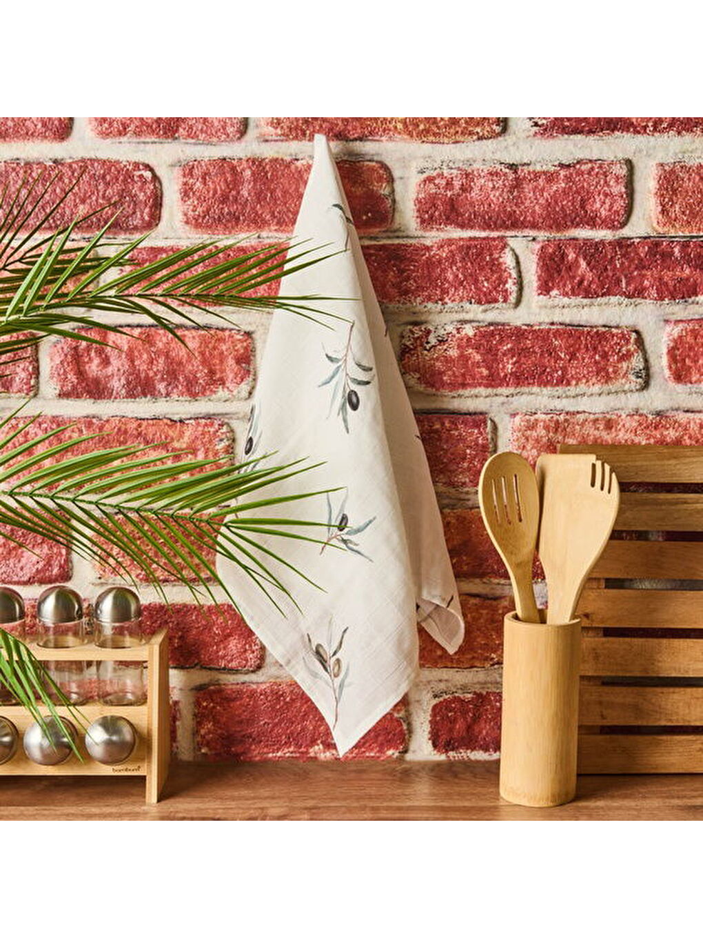 Soft Müslin Zeytin Desenli Kurulama Bezi - Beyaz - 40x60 cm