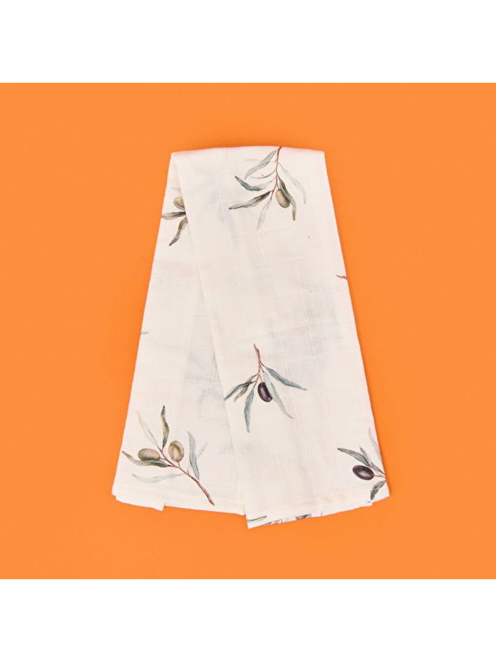 Soft Müslin Zeytin Desenli Kurulama Bezi - Beyaz - 40x60 cm-1