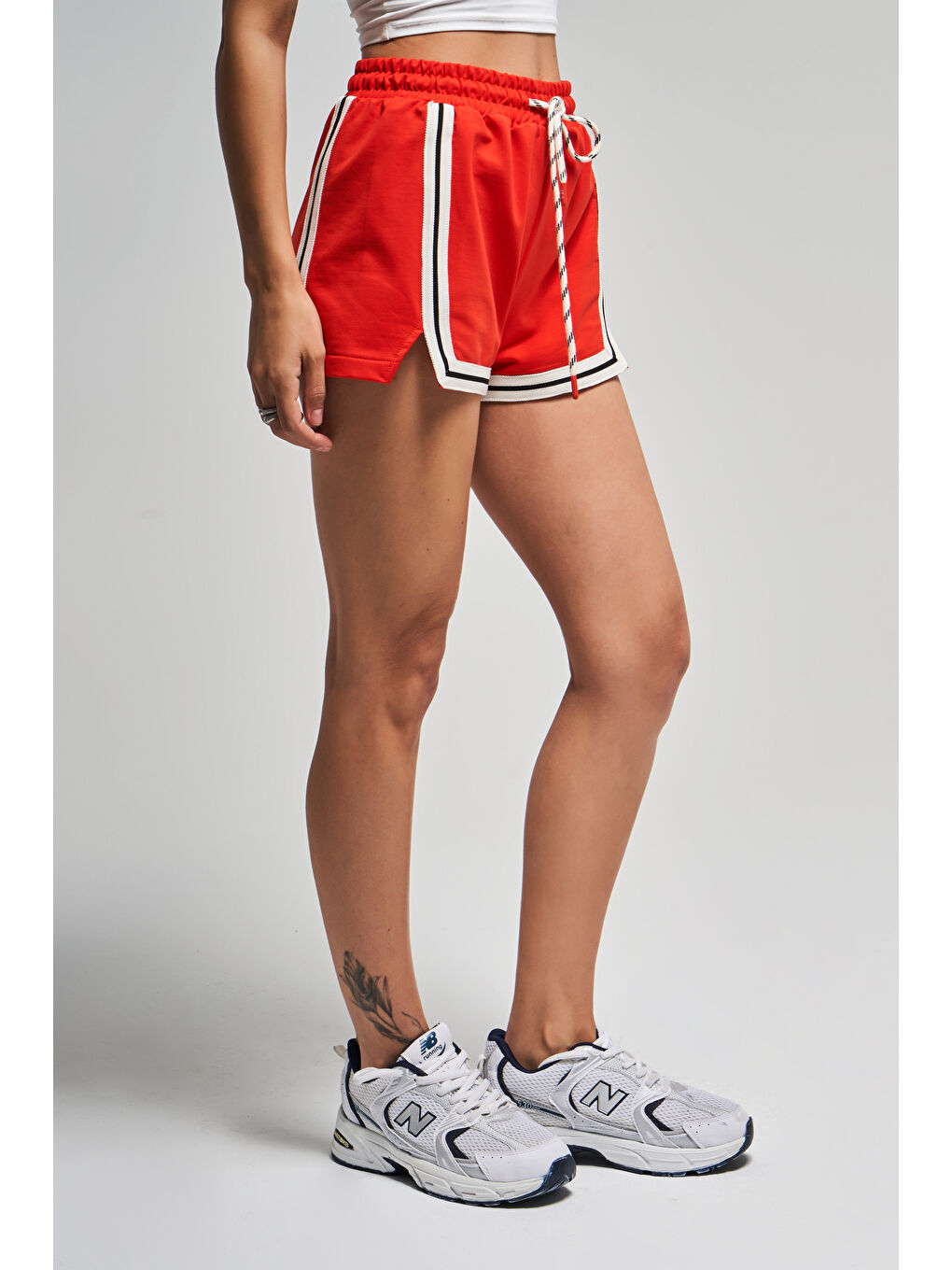 Turuncu Kadın Orange Renk %100 Pamuk Esnek Kumaş Örme Mini Şort-2