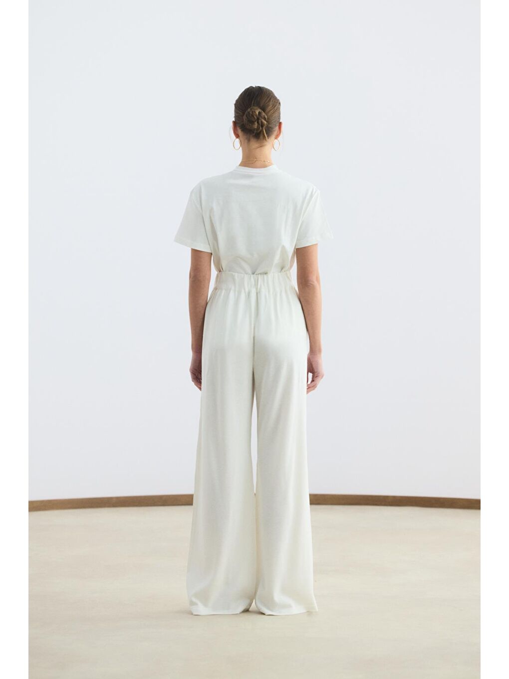 İnce Triko Pantolon Ekru-2